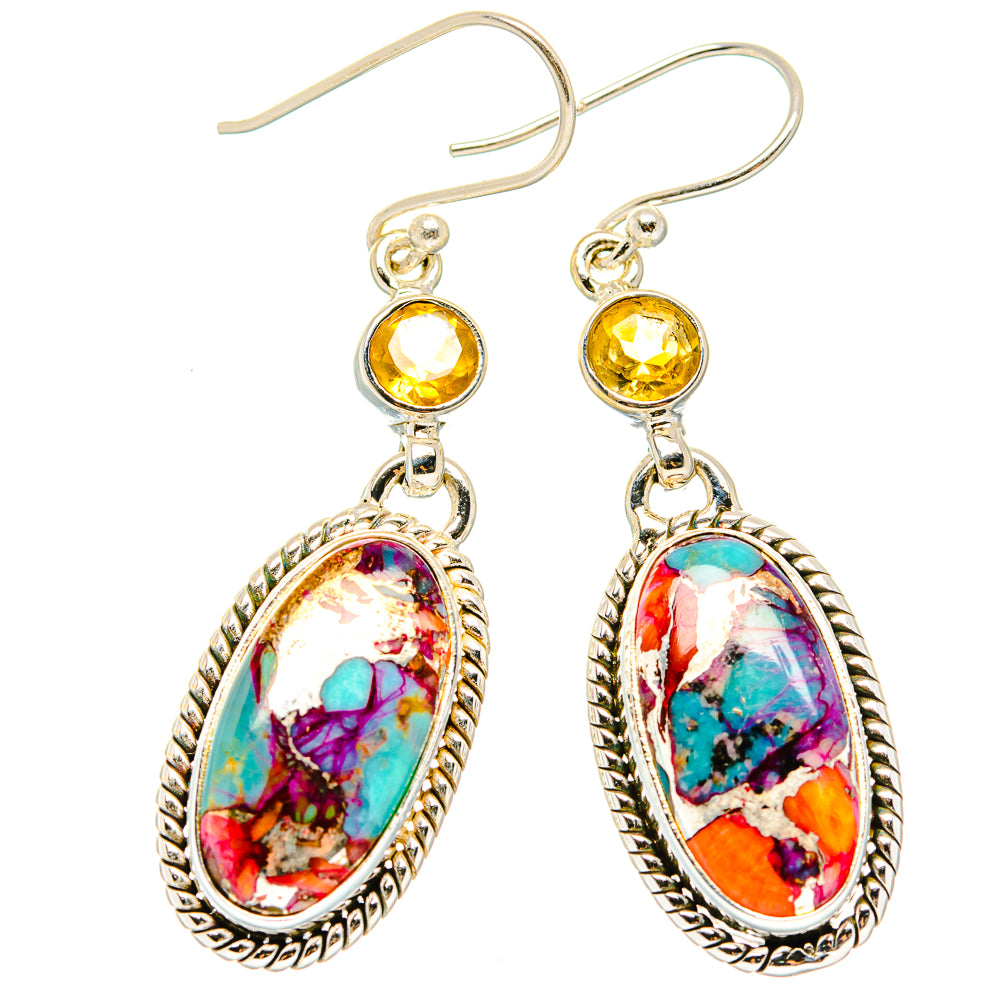 Kingman Pink Dahlia Turquoise Earrings handcrafted by Ana Silver Co - EARR430169 - Photo 2