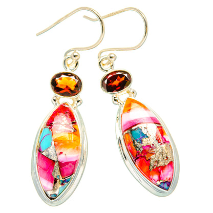 Kingman Pink Dahlia Turquoise Earrings handcrafted by Ana Silver Co - EARR430193 - Photo 2