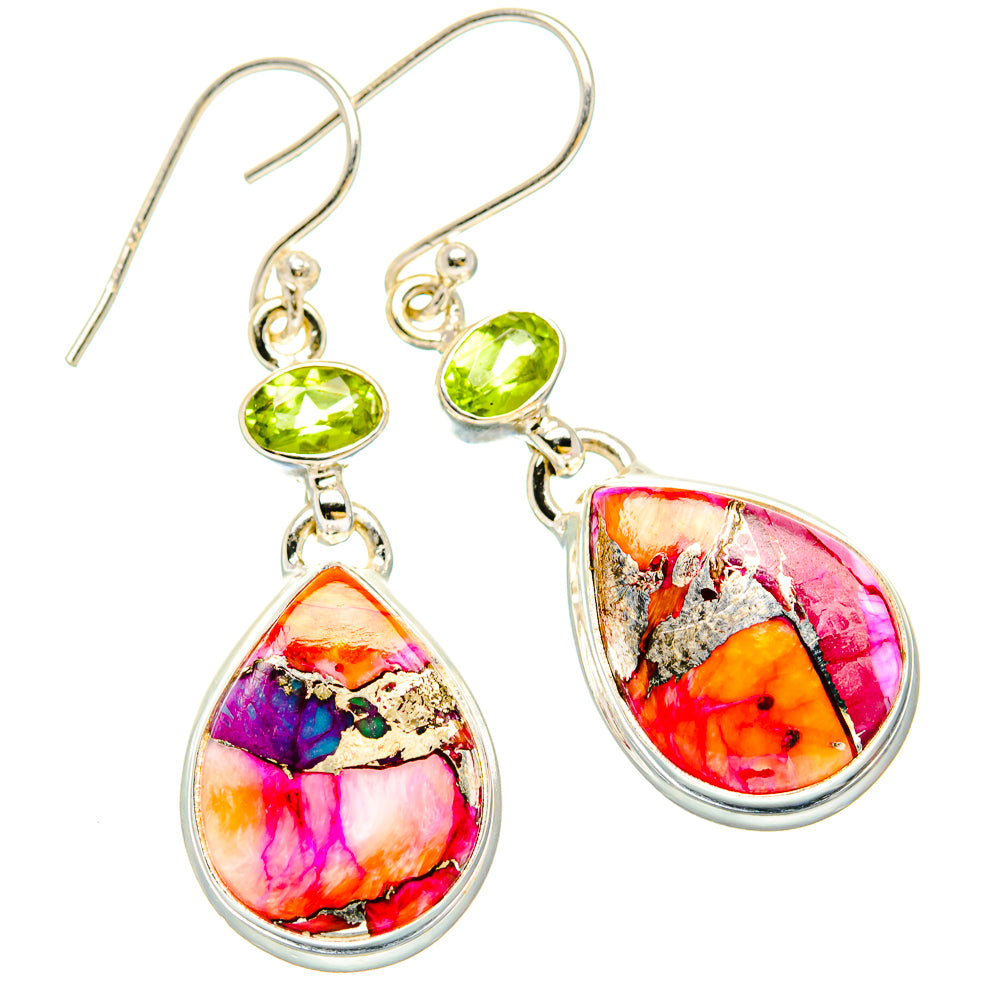 Kingman Pink Dahlia Turquoise Earrings handcrafted by Ana Silver Co - EARR430203 - Photo 2
