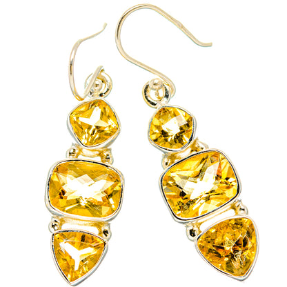 Citrine drop earrings with round, oval, and pear-cut stones in 925 sterling silver