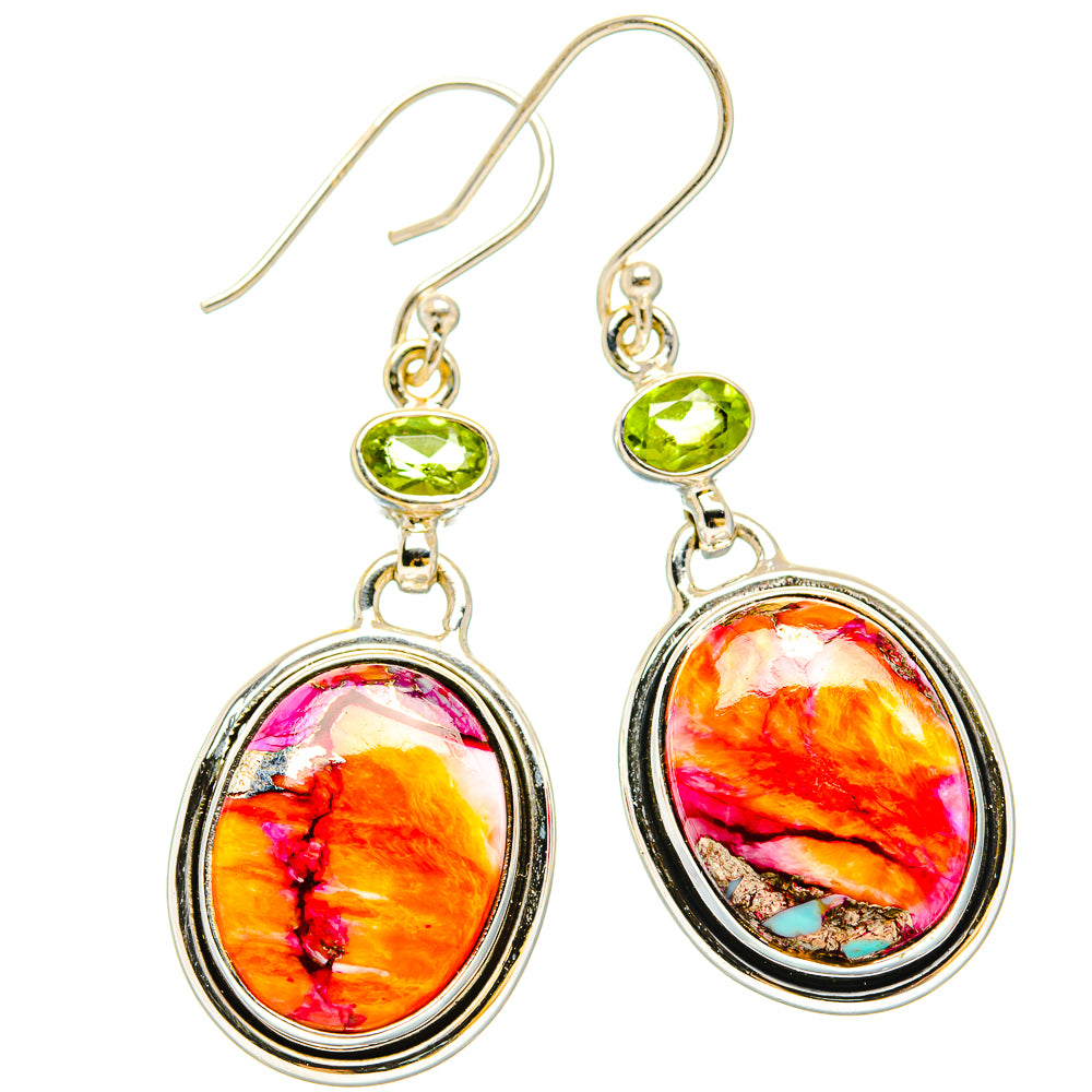 Kingman Pink Dahlia Turquoise Earrings handcrafted by Ana Silver Co - EARR430210 - Photo 2