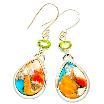 Spiny Oyster Turquoise Earrings handcrafted by Ana Silver Co - EARR430211 - Photo 2
