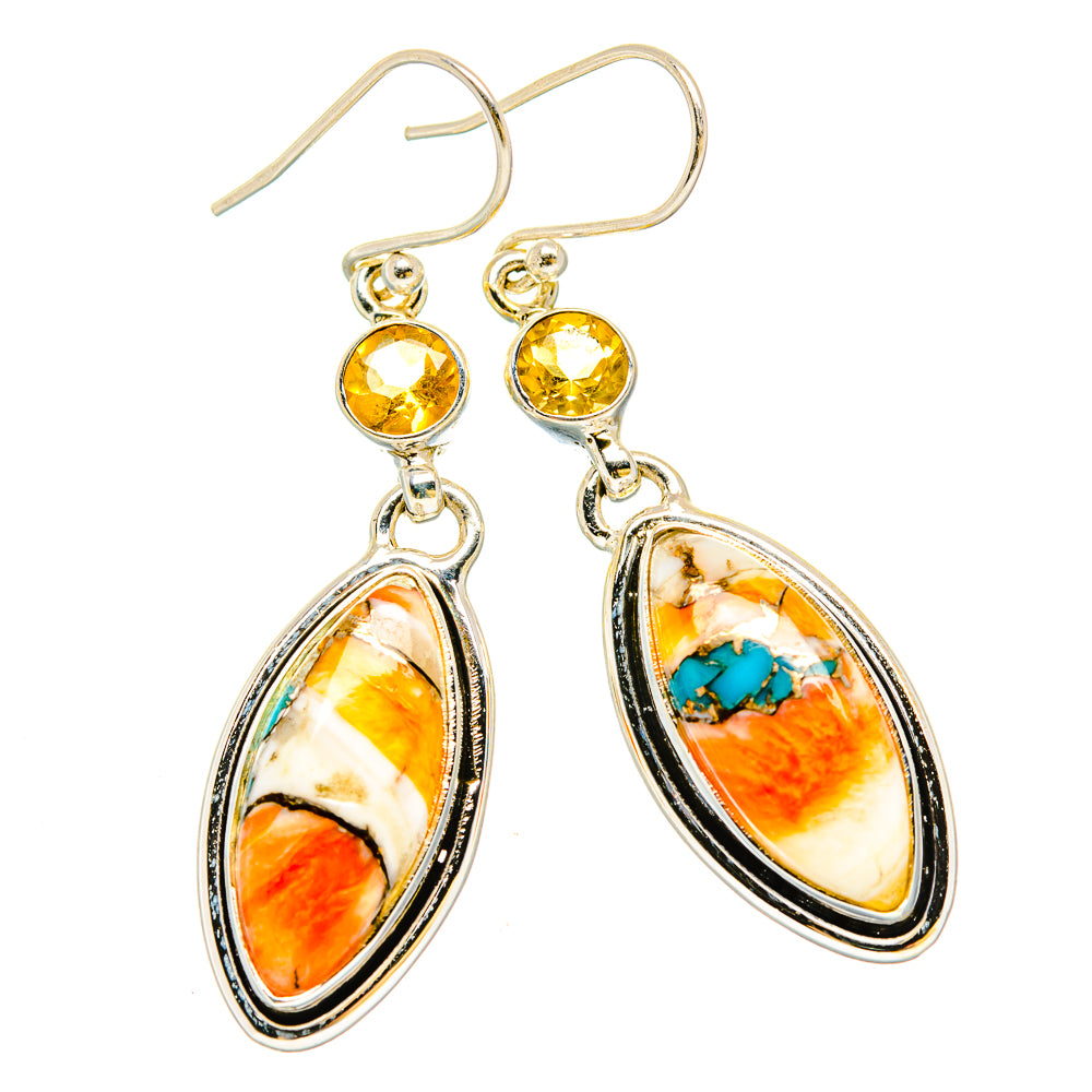 Spiny Oyster Turquoise Earrings handcrafted by Ana Silver Co - EARR430215 - Photo 2