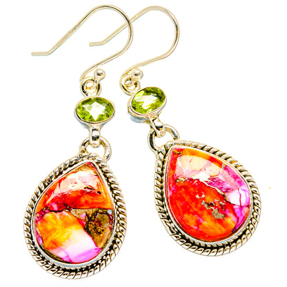 Kingman Pink Dahlia Turquoise Earrings handcrafted by Ana Silver Co - EARR430217 - Photo 2