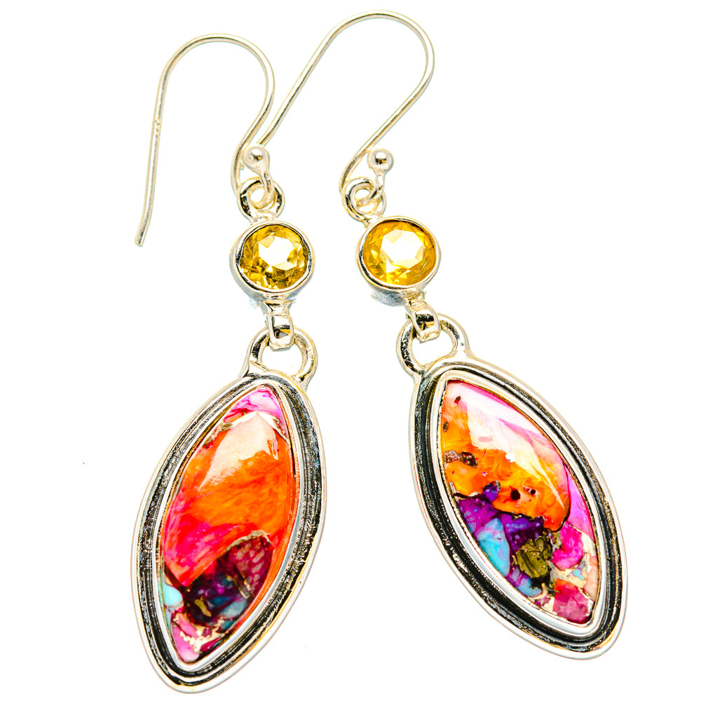 Kingman Pink Dahlia Turquoise Earrings handcrafted by Ana Silver Co - EARR430223 - Photo 2
