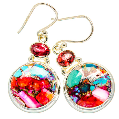 Kingman Pink Dahlia Turquoise Earrings handcrafted by Ana Silver Co - EARR430231 - Photo 2