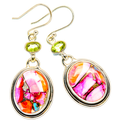 Kingman Pink Dahlia Turquoise Earrings handcrafted by Ana Silver Co - EARR430237 - Photo 2