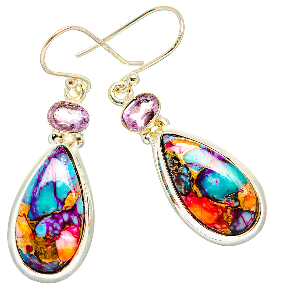 Kingman Pink Dahlia Turquoise Earrings handcrafted by Ana Silver Co - EARR430240 - Photo 2