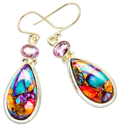 Kingman Pink Dahlia Turquoise Earrings handcrafted by Ana Silver Co - EARR430240 - Photo 2
