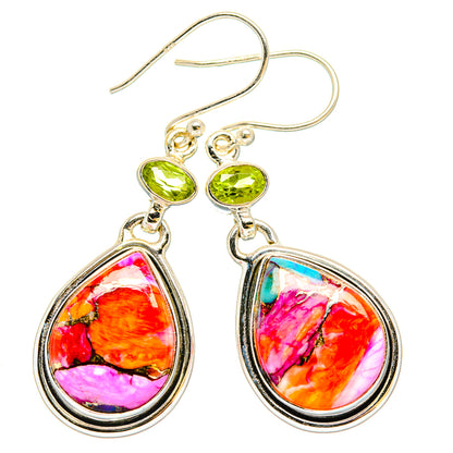 Kingman Pink Dahlia Turquoise Earrings handcrafted by Ana Silver Co - EARR430243 - Photo 2