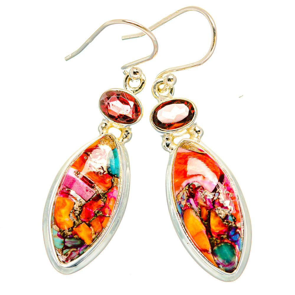 Kingman Pink Dahlia Turquoise Earrings handcrafted by Ana Silver Co - EARR430260 - Photo 2