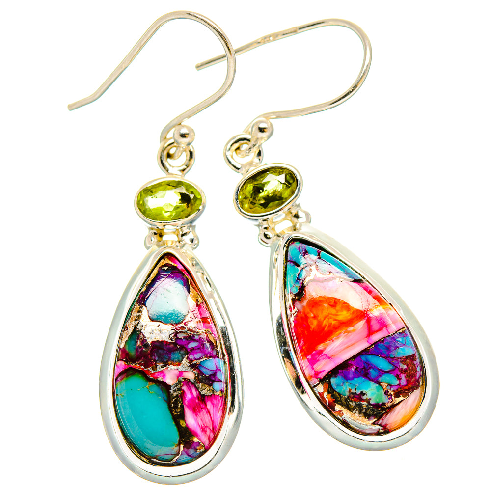 Kingman Pink Dahlia Turquoise Earrings handcrafted by Ana Silver Co - EARR430265 - Photo 2
