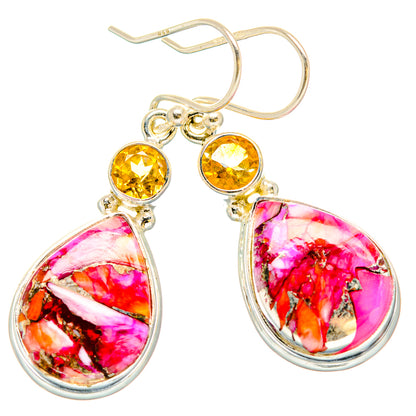 Kingman Pink Dahlia Turquoise Earrings handcrafted by Ana Silver Co - EARR430276 - Photo 2