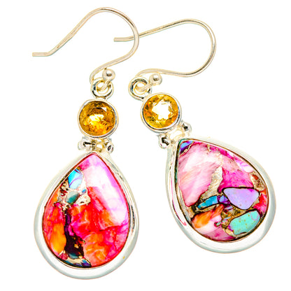 Kingman Pink Dahlia Turquoise Earrings handcrafted by Ana Silver Co - EARR430282 - Photo 2