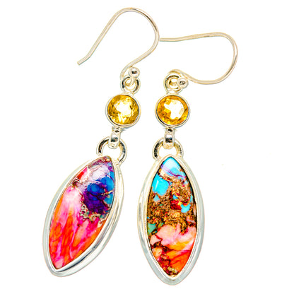 Kingman Pink Dahlia Turquoise Earrings handcrafted by Ana Silver Co - EARR430286 - Photo 2