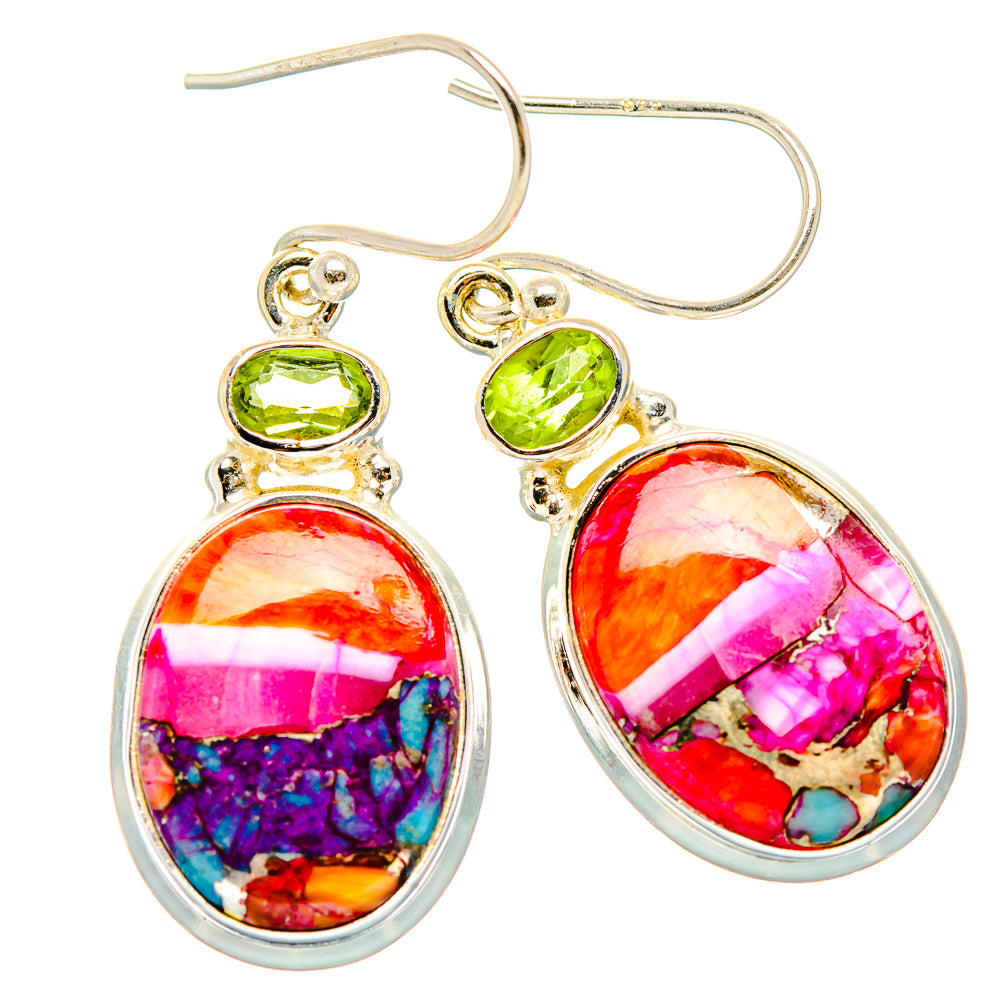 Kingman Pink Dahlia Turquoise Earrings handcrafted by Ana Silver Co - EARR430292 - Photo 2