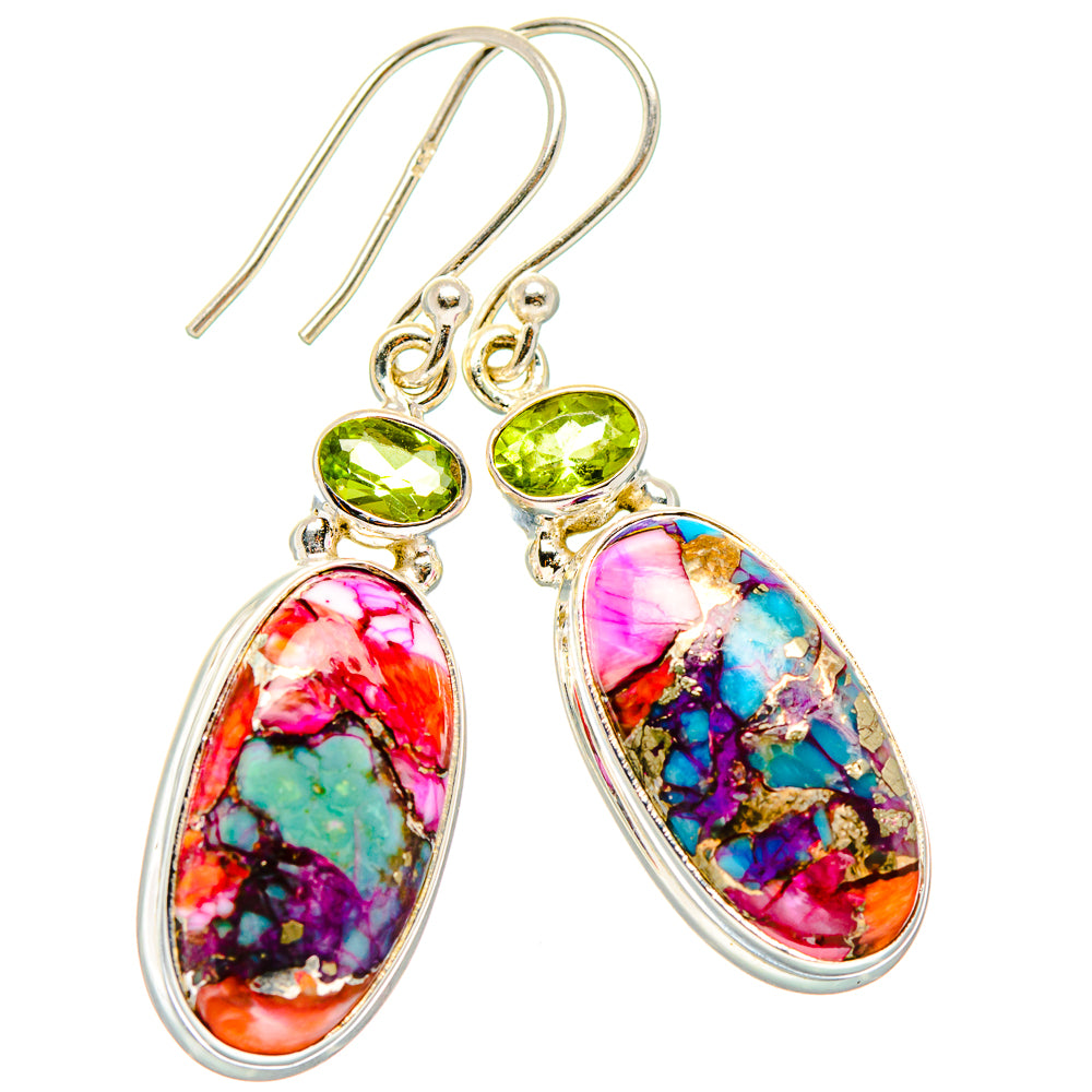 Kingman Pink Dahlia Turquoise Earrings handcrafted by Ana Silver Co - EARR430296 - Photo 2