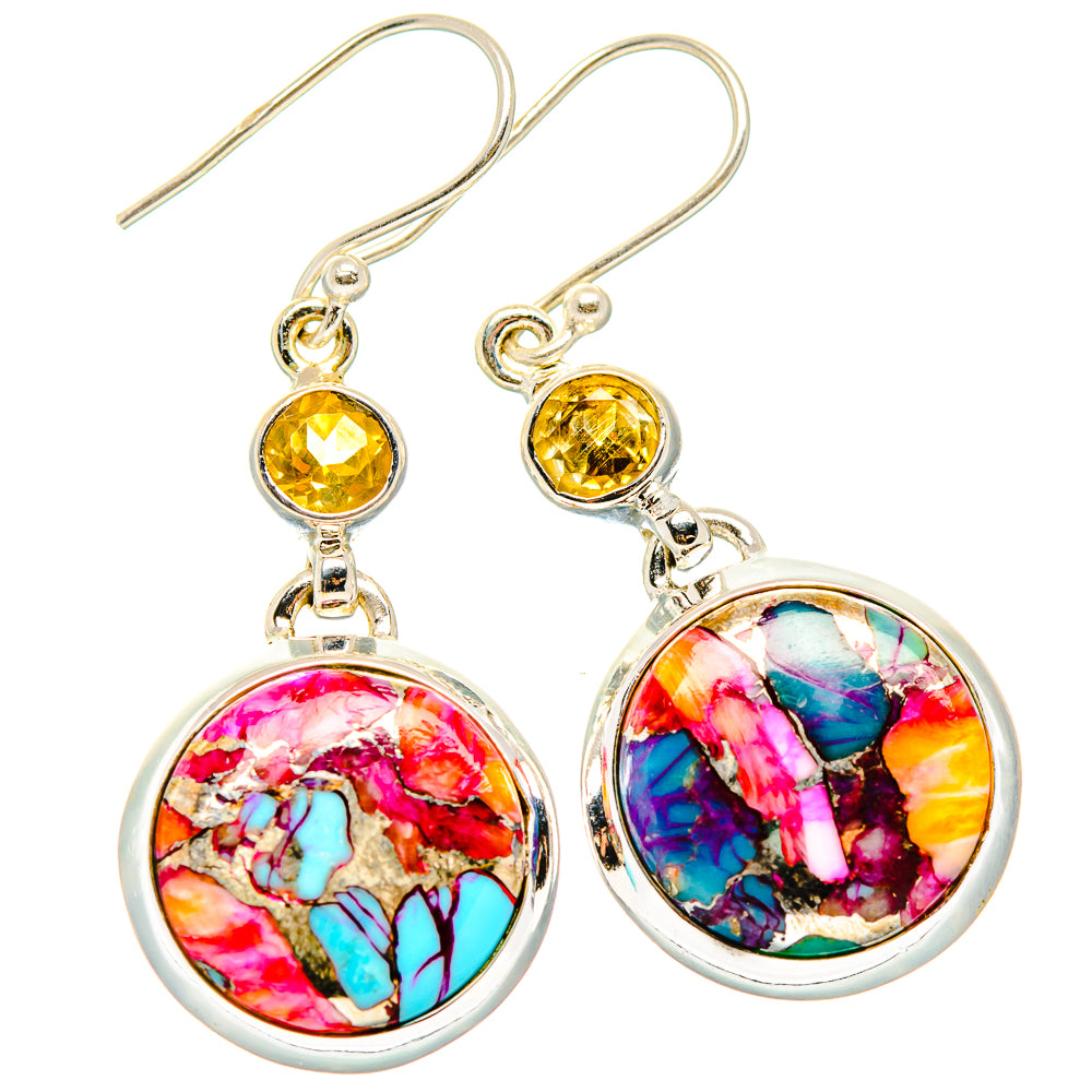 Kingman Pink Dahlia Turquoise Earrings handcrafted by Ana Silver Co - EARR430297 - Photo 2