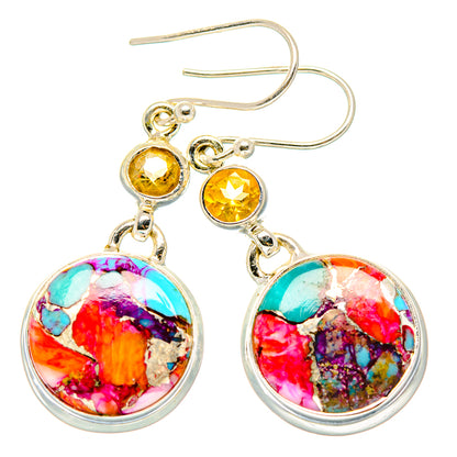 Kingman Pink Dahlia Turquoise Earrings handcrafted by Ana Silver Co - EARR430305 - Photo 2