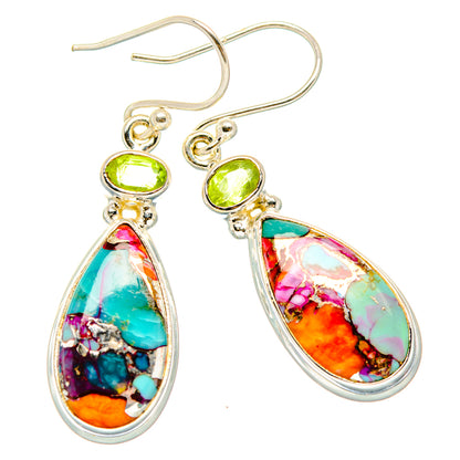 Kingman Pink Dahlia Turquoise Earrings handcrafted by Ana Silver Co - EARR430307 - Photo 2