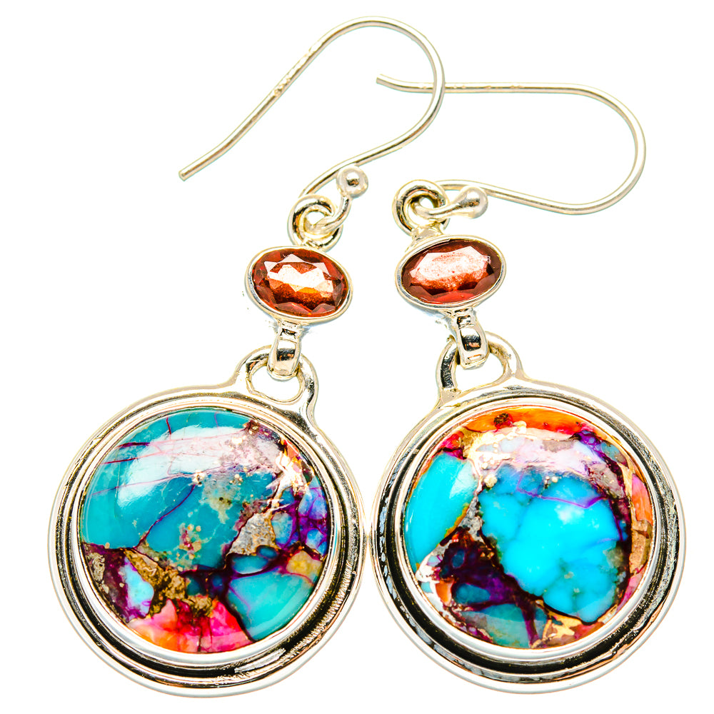 Kingman Pink Dahlia Turquoise Earrings handcrafted by Ana Silver Co - EARR430313 - Photo 2