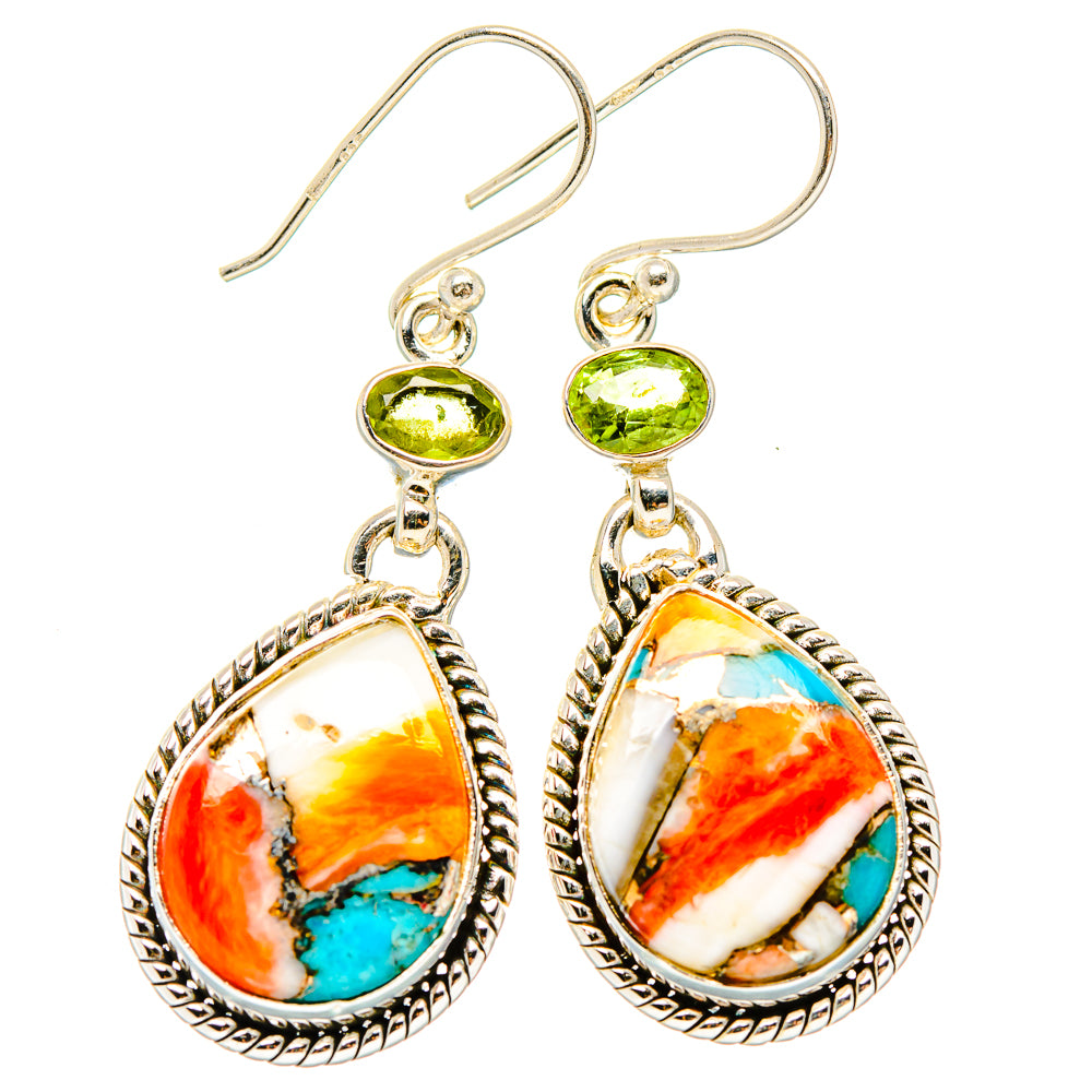 Spiny Oyster Turquoise Earrings handcrafted by Ana Silver Co - EARR430317 - Photo 2
