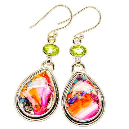 Kingman Pink Dahlia Turquoise Earrings handcrafted by Ana Silver Co - EARR430319 - Photo 2
