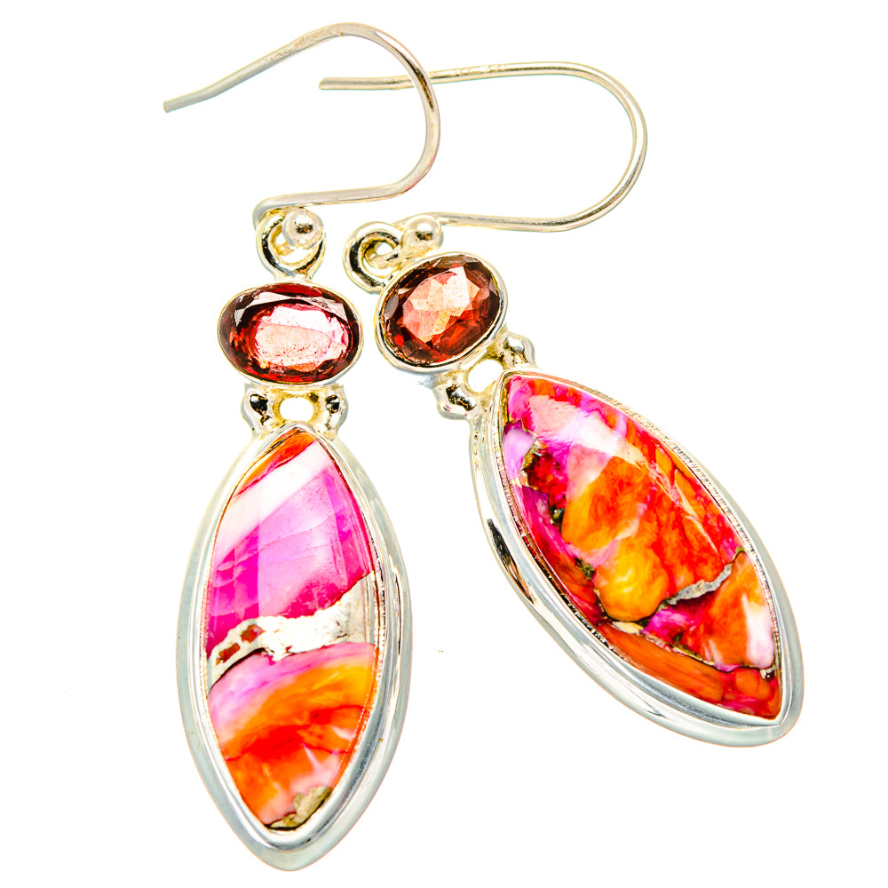 Kingman Pink Dahlia Turquoise Earrings handcrafted by Ana Silver Co - EARR430329 - Photo 2
