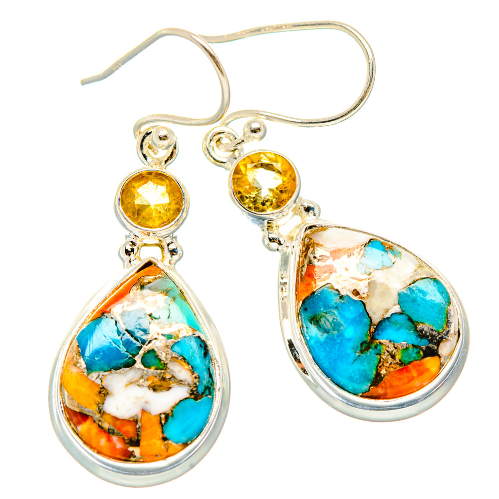 Spiny Oyster Turquoise Earrings handcrafted by Ana Silver Co - EARR430330 - Photo 2
