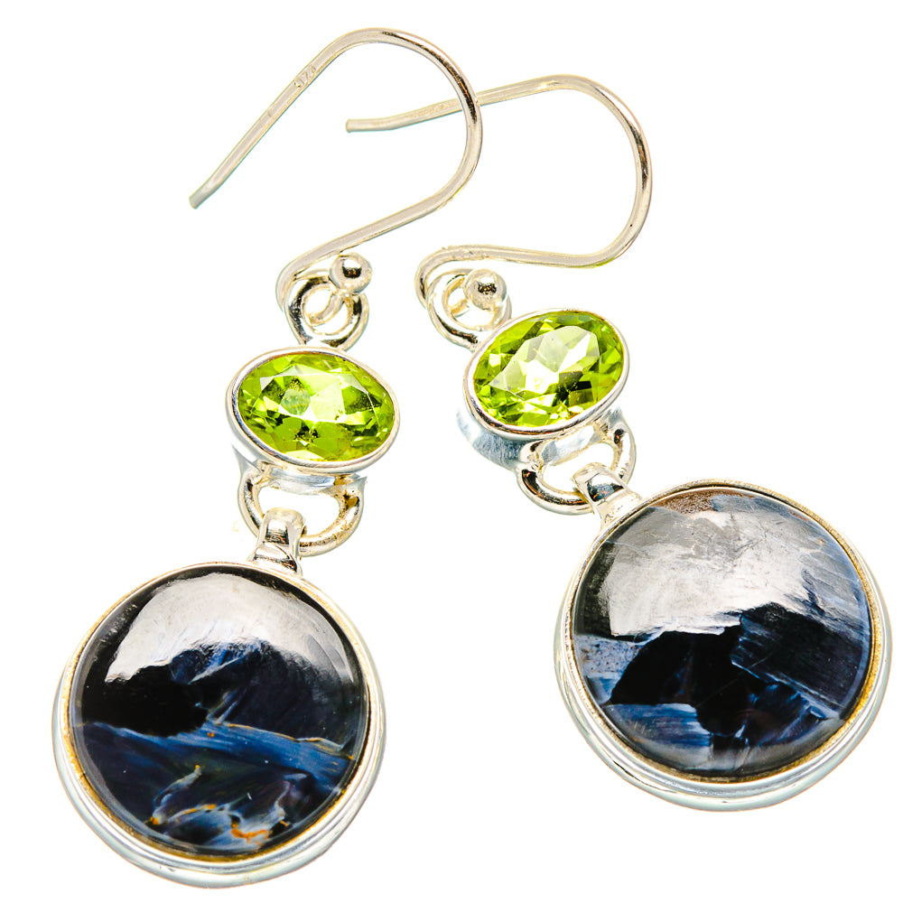 Pietersite, Peridot Earrings handcrafted by Ana Silver Co - EARR430336 - Photo 2