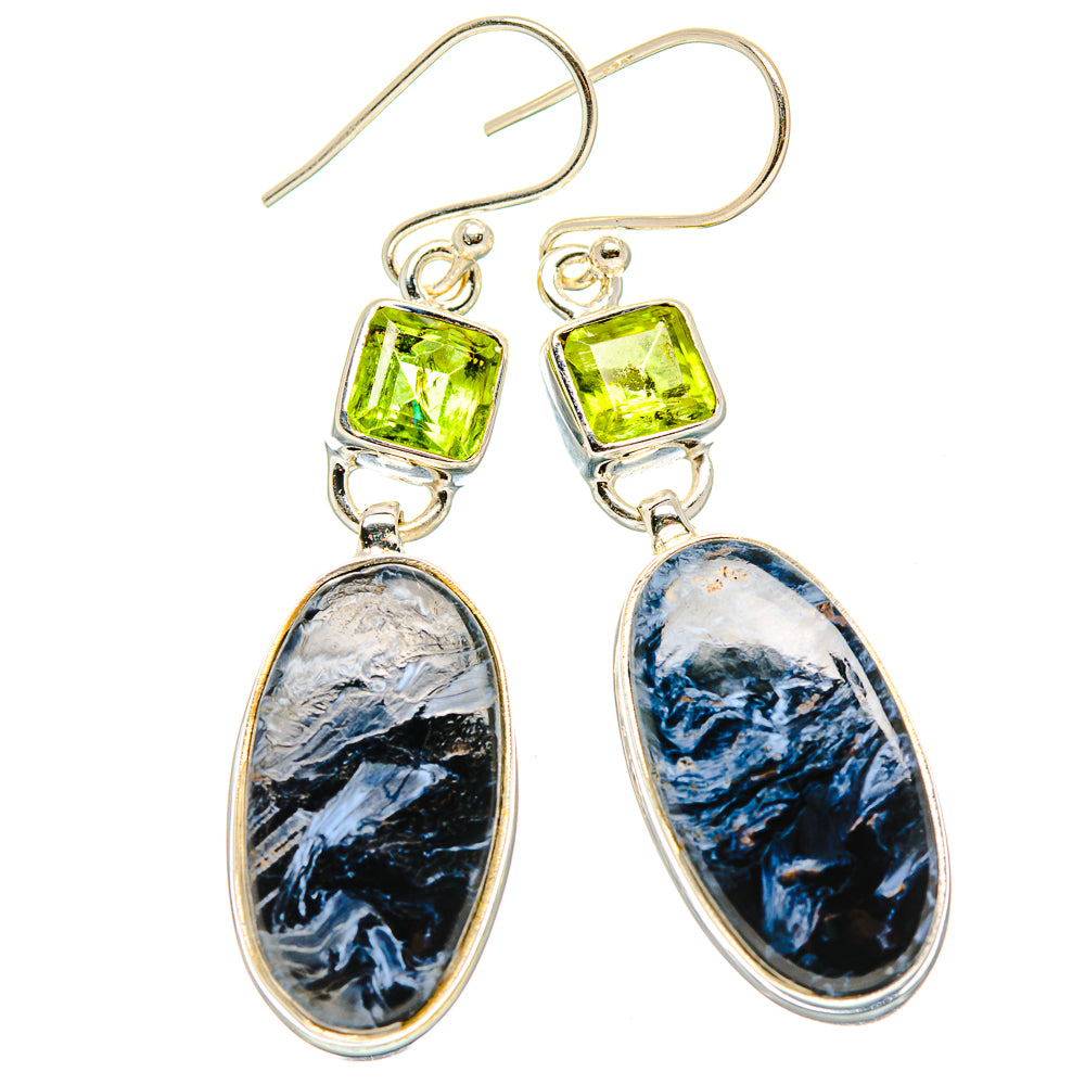 Pietersite, Peridot Earrings handcrafted by Ana Silver Co - EARR430351 - Photo 2