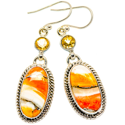 Spiny Oyster Turquoise, Citrine Earrings handcrafted by Ana Silver Co - EARR430359 - Photo 2