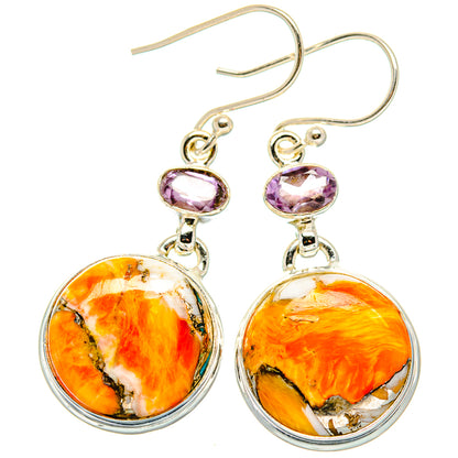 Spiny Oyster Turquoise, Amethyst Earrings handcrafted by Ana Silver Co - EARR430367 - Photo 2