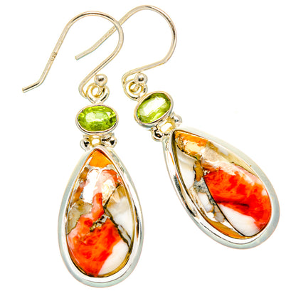 Spiny Oyster Turquoise, Peridot Earrings handcrafted by Ana Silver Co - EARR430380 - Photo 2