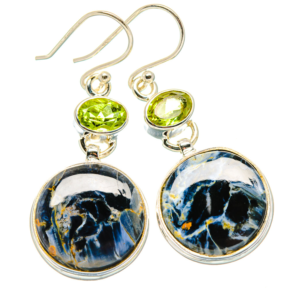 Pietersite, Peridot Earrings handcrafted by Ana Silver Co - EARR430382 - Photo 2