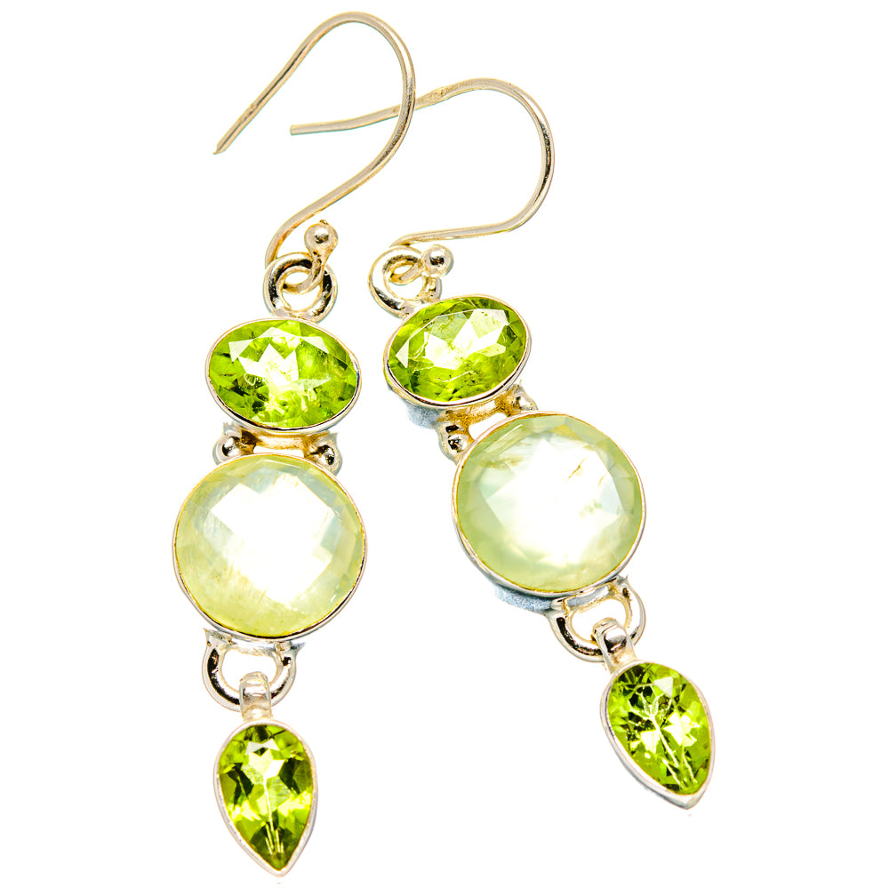 Prehnite, Peridot Earrings handcrafted by Ana Silver Co - EARR430384 - Photo 2