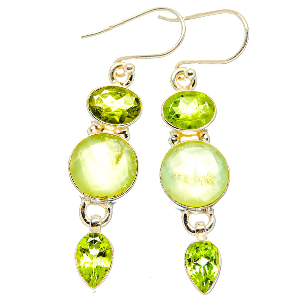 Prehnite, Peridot Earrings handcrafted by Ana Silver Co - EARR430387 - Photo 2
