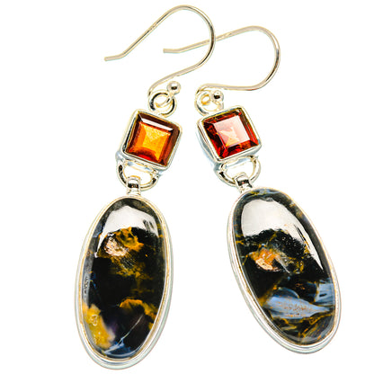Pietersite, Garnet Earrings handcrafted by Ana Silver Co - EARR430393 - Photo 2