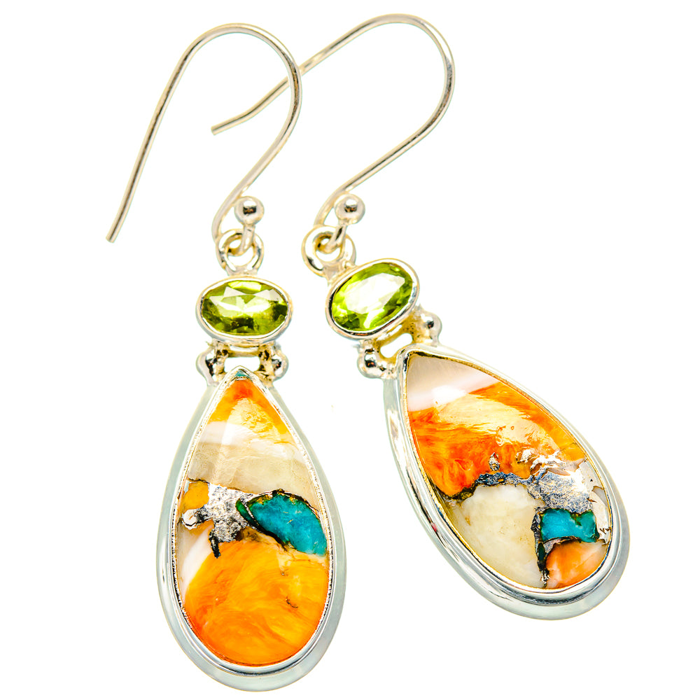 Spiny Oyster Turquoise, Blue Topaz Earrings handcrafted by Ana Silver Co - EARR430395 - Photo 2