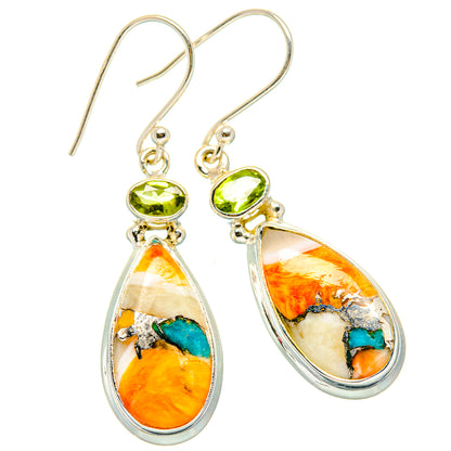 Spiny Oyster Turquoise, Blue Topaz Earrings handcrafted by Ana Silver Co - EARR430395 - Photo 2
