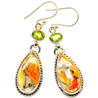 Spiny Oyster Turquoise, Peridot Earrings handcrafted by Ana Silver Co - EARR430399 - Photo 2