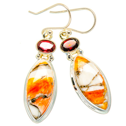 Spiny Oyster Turquoise, Garnet Earrings handcrafted by Ana Silver Co - EARR430405 - Photo 2