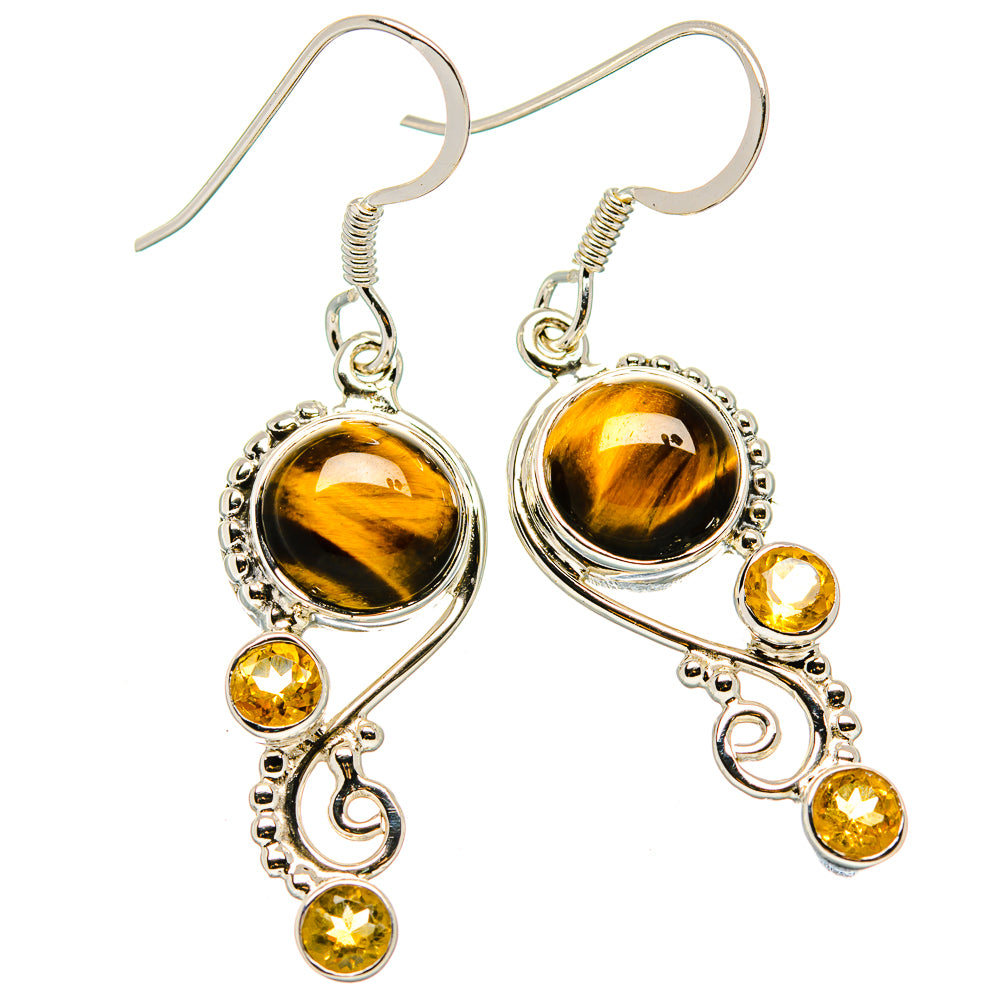 Tiger Eye Earrings handcrafted by Ana Silver Co - EARR430428 - Photo 2