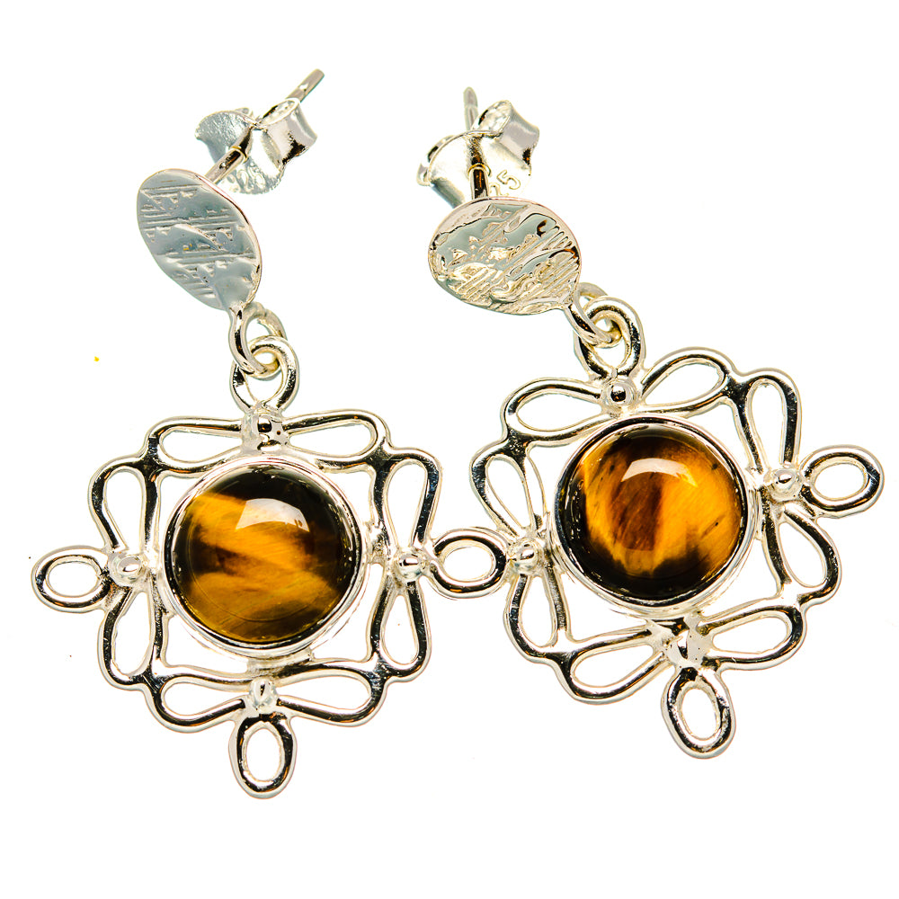 Tiger Eye Earrings handcrafted by Ana Silver Co - EARR430437 - Photo 2