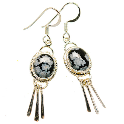 Snowflake Obsidian Earrings handcrafted by Ana Silver Co - EARR430444 - Photo 2