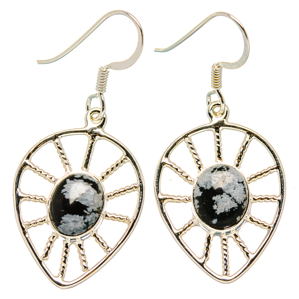 Snowflake Obsidian Earrings handcrafted by Ana Silver Co - EARR430448 - Photo 2