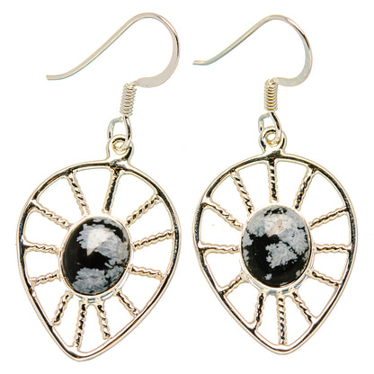 Snowflake Obsidian Earrings handcrafted by Ana Silver Co - EARR430448 - Photo 2