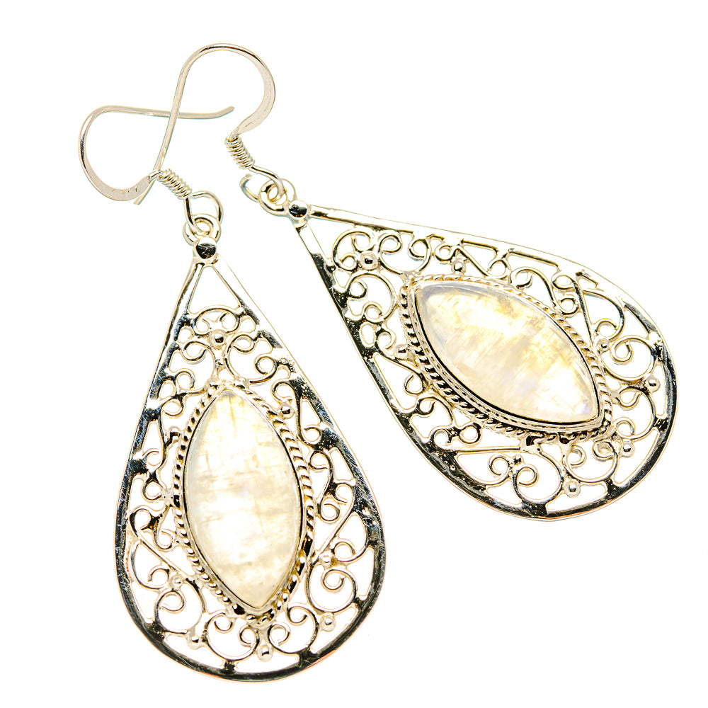 Rainbow Moonstone Earrings handcrafted by Ana Silver Co - EARR430466 - Photo 2