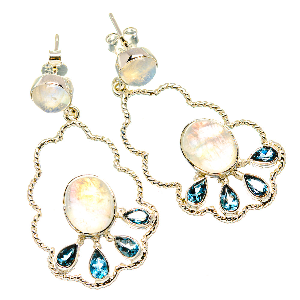 Rainbow Moonstone Earrings handcrafted by Ana Silver Co - EARR430467 - Photo 2