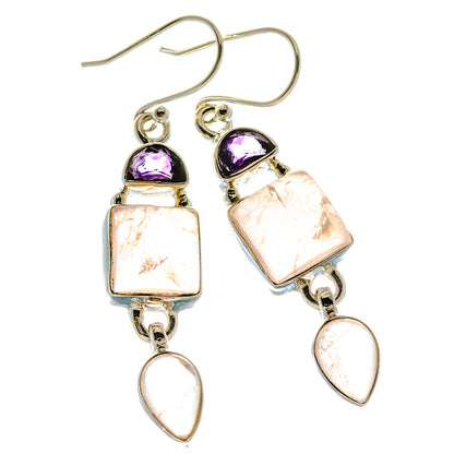 Rose Quartz Earrings handcrafted by Ana Silver Co - EARR430497 - Photo 2